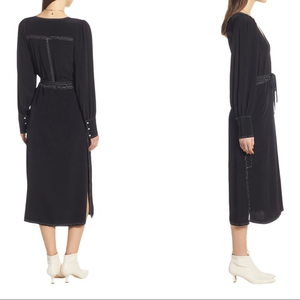 Something Navy Black‎ Side Slit Midi Dress